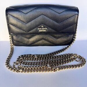Kate Spade Black Quilted Leather Chain Wallet / Crossbody